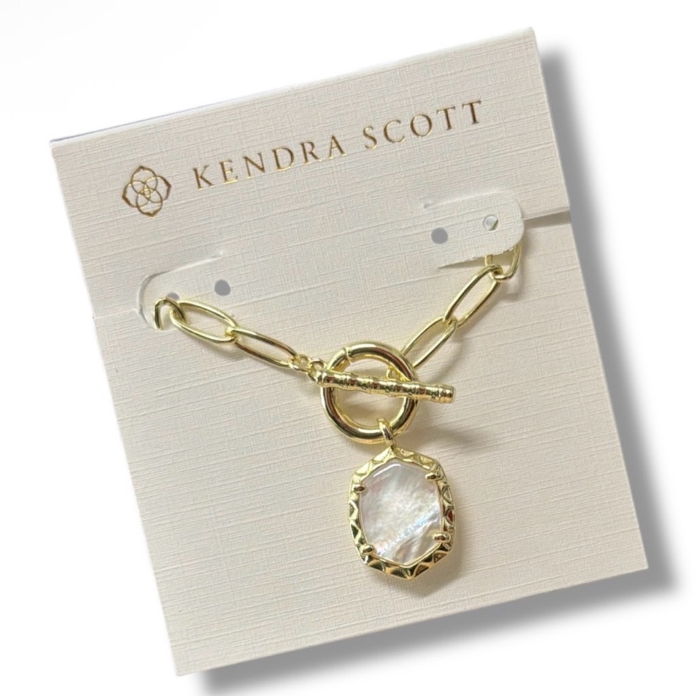 Kendra Scott Daphne Gold Link & Chain Necklace Ivory Mother-of-Pearl 18” - NEW